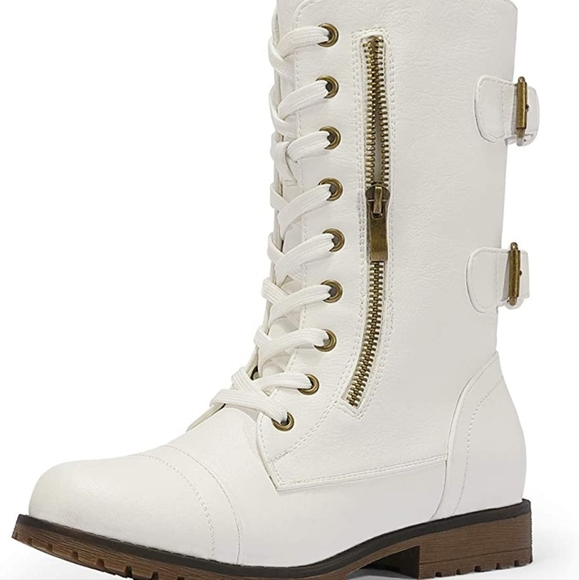 Dream Pairs Ivory/White Lace Up Combat Size 8.5 - Picture 1 of 5